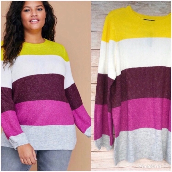 Lane Bryant Vibrant Striped Sweater - Picture 3 of 6